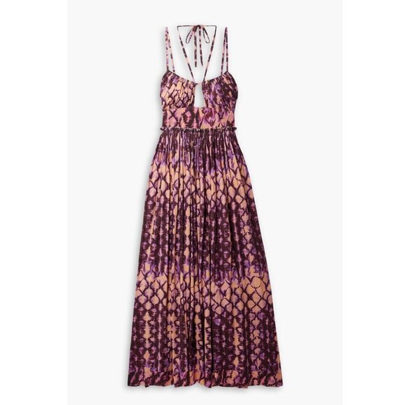 New! ULLA JOHNSON Freya Cutout Tie-Dyed Cotton-Jersey Midi Dress 20765 - Picture 2 of 11